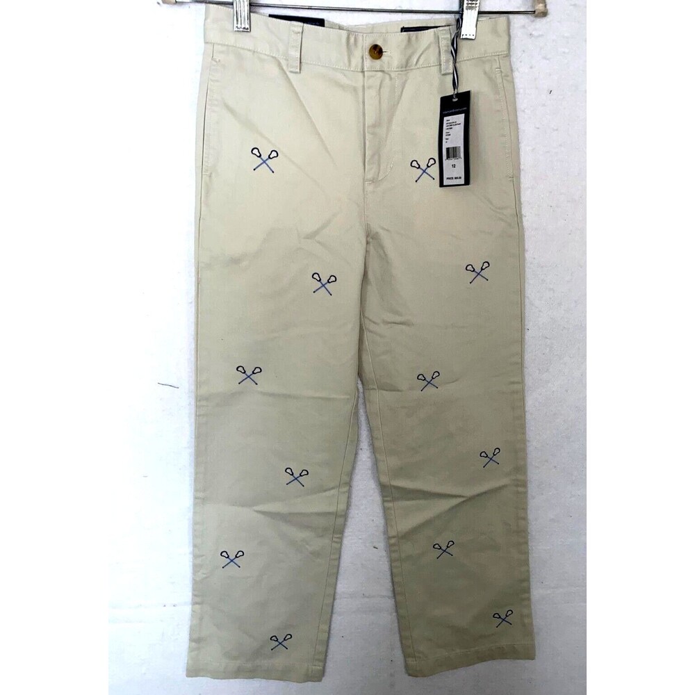 Vineyard Vines Youth Club Pants Khaki NWT Sz 12 Lacrosse Sticks Dressy Slacks